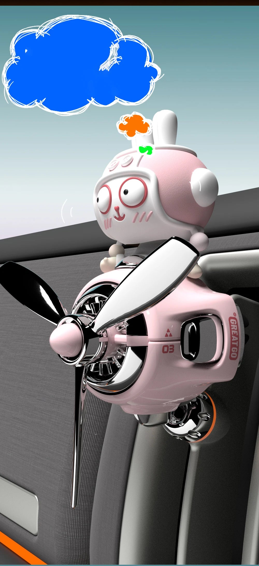 Désodorisant de voiture pilote lapin