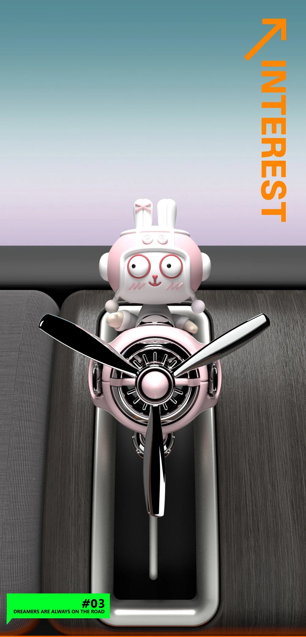 Désodorisant de voiture pilote lapin